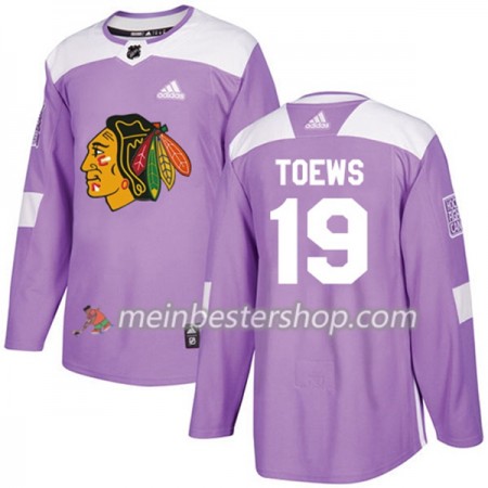 Chicago Blackhawks Jonathan Toews 19 Adidas 2017-2018 Lila Fights Cancer Practice Trikot Authentic - Herren